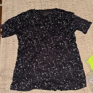Shimmery Black and White Star Pattern Women's Top
